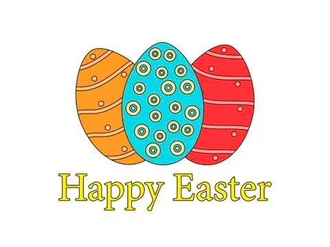 Happy Easter, Easter eggs on a white background. Vector illustration Stock Illustration