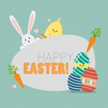 Happy easter with easter elements 스톡 일러스트