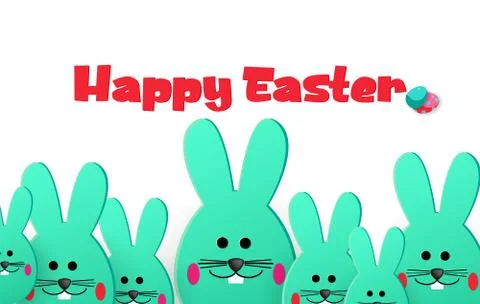 Happy Easter. Easter large and small bunnies Stock Illustration