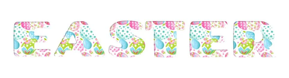 Happy easter. Easter lettering with Easter eggs for greeting card, invitati.. Stock Illustration