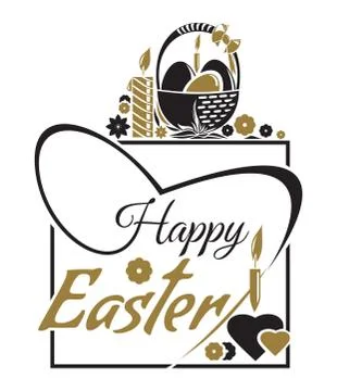 Happy Easter. Easter lettering. Typographic design. Easter greeting card Stock Illustration
