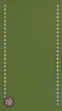 Happy easter, Easter painted eggs in the basket. Copy space Stock-Fotos