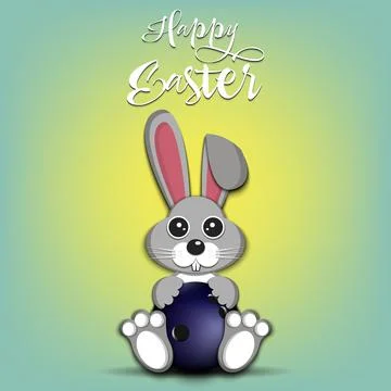 Happy Easter. Easter Rabbit with bowling ball Stock Illustration