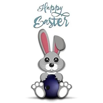 Happy Easter. Easter Rabbit with bowling ball Stock Illustration