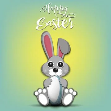 Happy Easter. Easter Rabbit with rugby ball Illustrazione stock