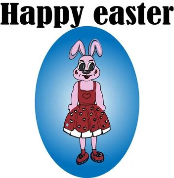 Happy easter, easter, squirrel, bunny, dress with pockets, hearts, socks, boots, Stock Illustration