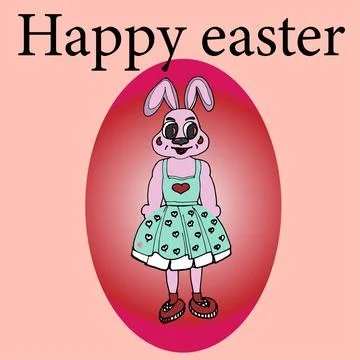 Happy easter, easter, squirrel, bunny, dress with pockets, hearts, socks, boots Stock Illustration