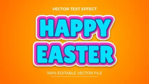 Happy easter editable text effect editable font style Stock Illustration