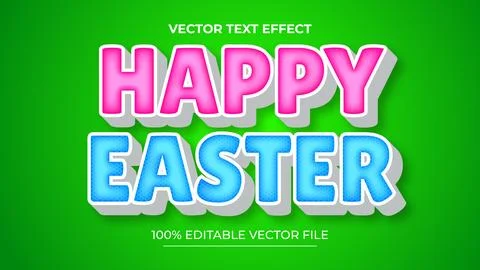 Happy easter editable text style effect with colorful style Stock Illustration