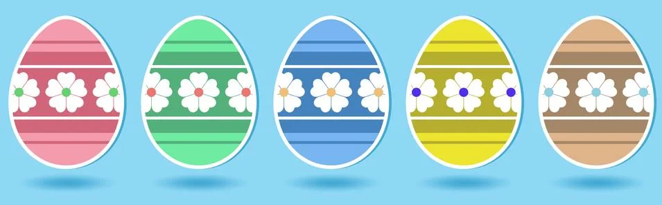 Happy Easter Egg array on light blue background. Seamless Useable. Stock Illustration
