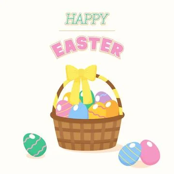 Happy easter egg basket Stock Illustration