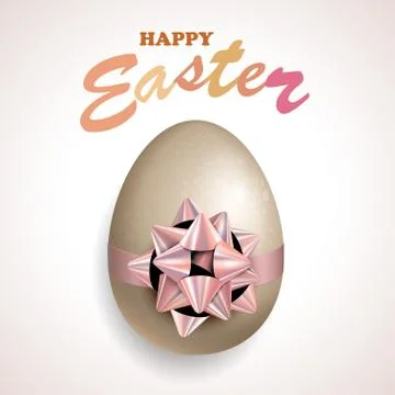 Happy Easter Egg With Bow Stock Illustration