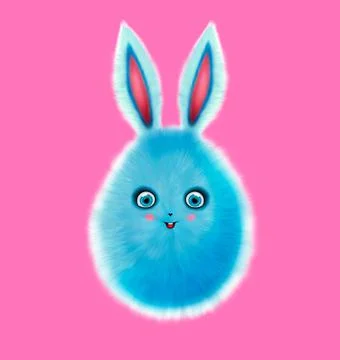 Happy Easter egg with bunny ears and eyes.Easter cute fur rabbit with a smile Stock Illustration