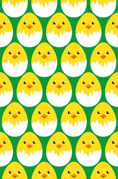 Happy easter egg chick seamless pattern, vector イラスト素材