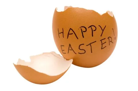 Happy Easter Egg with Clipping Path Isolated on a White Background Photos