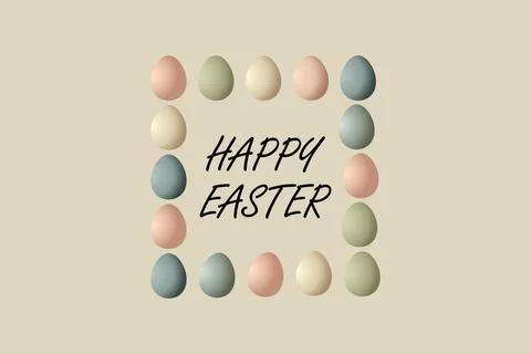 Happy Easter Egg Decoration with Colorful Eggs on a Minimalist Background f.. 스톡 일러스트