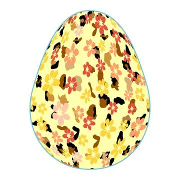 Happy Easter egg with a delicate floral pattern and leopard skin. Flowers and Stock Illustration