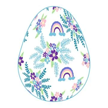 Happy Easter egg Ditsy floral pattern. Flowers and stars, lavender and pink. 库存插图