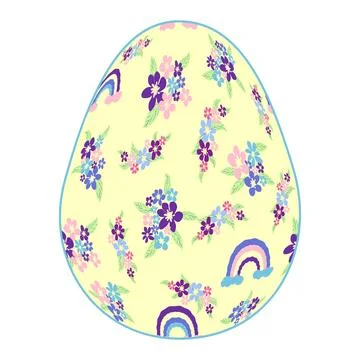Happy Easter egg Ditsy floral pattern. Flowers and stars, lavender and pink. Illustrazione stock