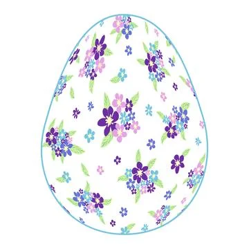 Happy Easter egg Ditsy floral pattern. Flowers and stars, lavender and pink. Stock Illustration