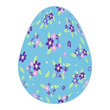 Happy Easter egg Ditsy floral pattern. Flowers and stars, lavender and pink. Stock Illustration
