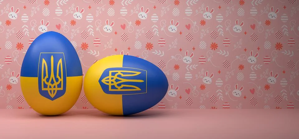 Happy Easter egg, Eggs color with Ukraine Flags for support Ukraine, Stop War Stock Photos
