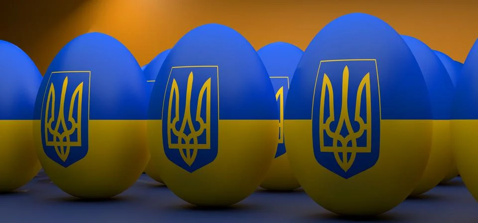 Happy Easter egg, Eggs color with Ukraine Flags for support Ukraine, Stop War Stock Photos
