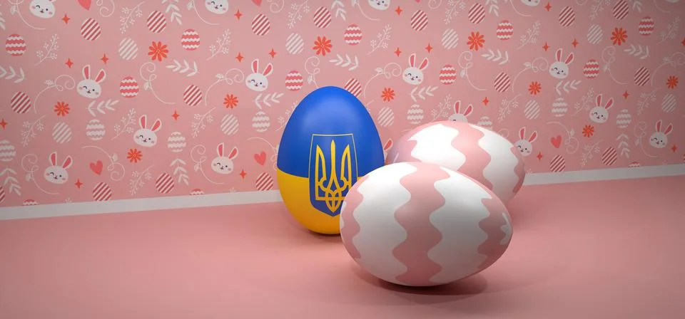 Happy Easter egg, Eggs color with Ukraine Flags for support Ukraine, Stop War Stock Photos