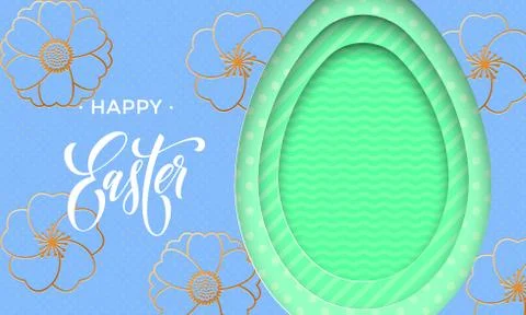 Happy Easter egg on flower pattern background. Vector floral papercut design  Illustrazione stock