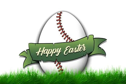 Happy Easter. Egg in the form of a baseball ball Illustrazione stock