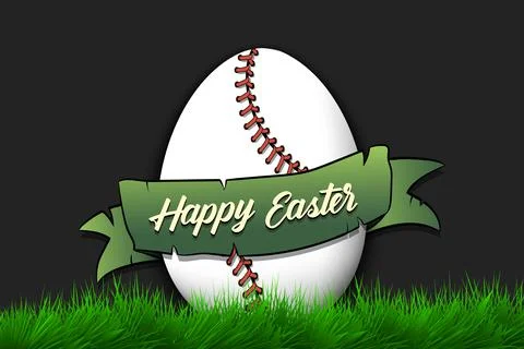 Happy Easter. Egg in the form of a baseball ball Illustrazione stock
