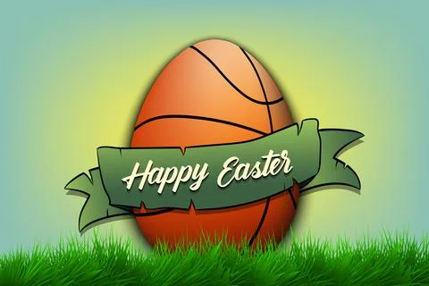 Happy Easter. Egg in the form of a basketball ball Illustrazione stock
