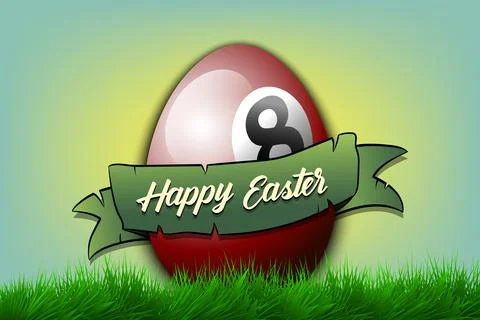 Happy Easter. Egg in the form of a billiard ball Illustrazione stock