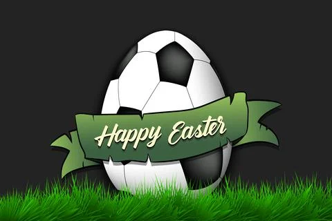 Happy Easter. Egg in the form of a soccer ball Stock Illustration