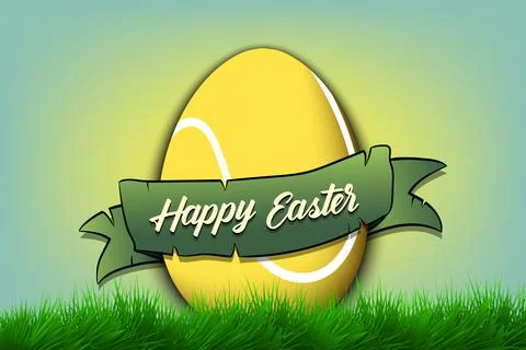 Happy Easter. Egg in the form of a tennis ball Stock Illustration