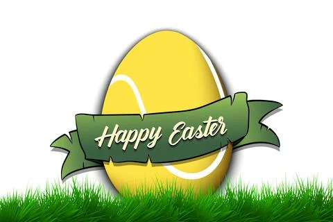 Happy Easter. Egg in the form of a tennis ball Stock Illustration