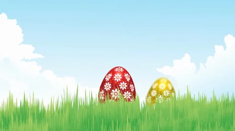 Happy Easter Egg on Grass Stock Footage 22780375