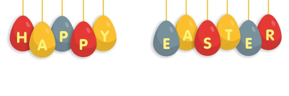 Happy Easter egg greating banner on white background 库存插图