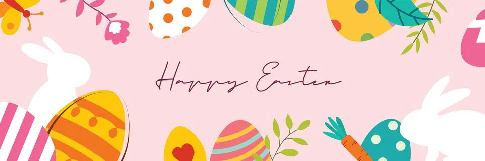 Happy easter egg greeting card background template.Can be used for invitation Stock Illustration