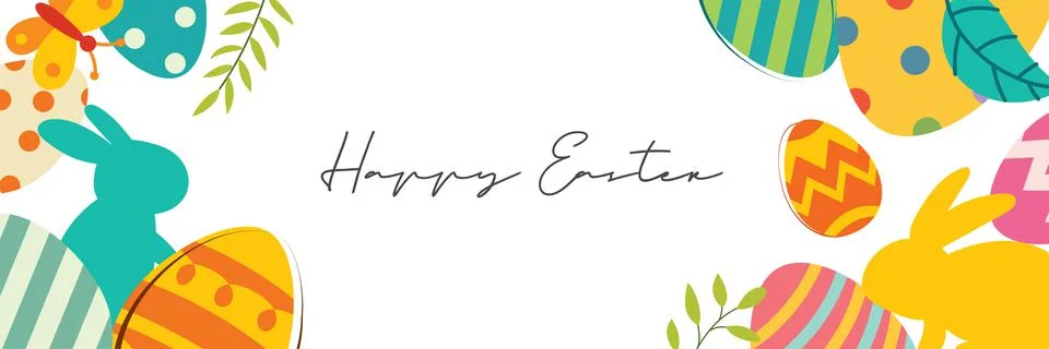 Happy easter egg greeting card background template.Can be used for cover, inv Stock Illustration
