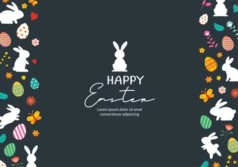 Happy easter egg greeting card background template.Can be used for cover, inv Stock Illustration