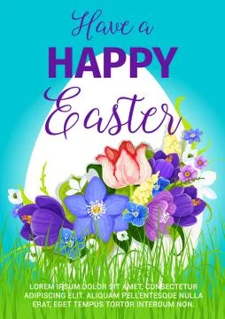 Happy Easter egg greeting poster vector design Stock Illustration