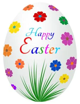 Happy Easter Egg with greetings on white isolated background. Stock Illustration