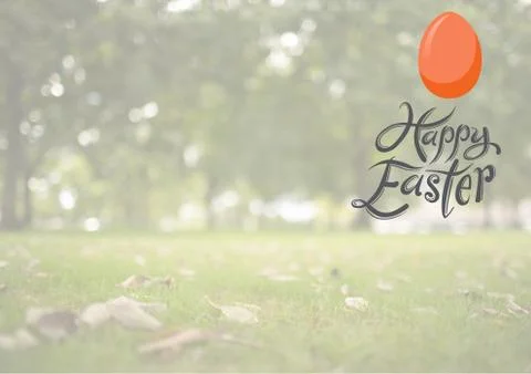 Happy Easter Egg Hunt against a field background 스톡 일러스트