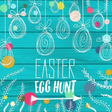 Happy Easter Egg Hunt holiday celebration card Stock Illustration