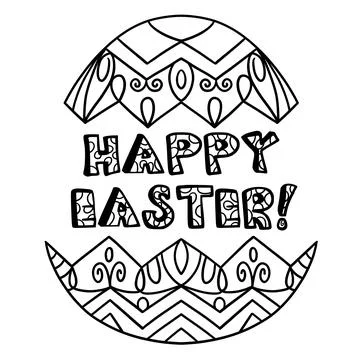 Happy Easter Egg Isolated Coloring Page for Kids Stock Illustration