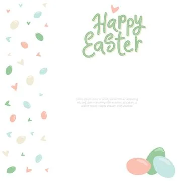 Happy Easter egg minimalistic style with lettering sign and frame. Vector stock Stock Illustration