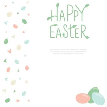 Happy Easter egg minimalistic style with lettering sign and frame. Vector stock Stock Illustration