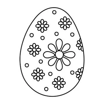 Happy easter egg paint with flowers line style icon Stockillustratie