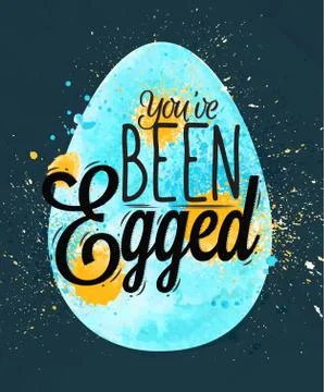 Happy easter egg poster blue Stock Illustration